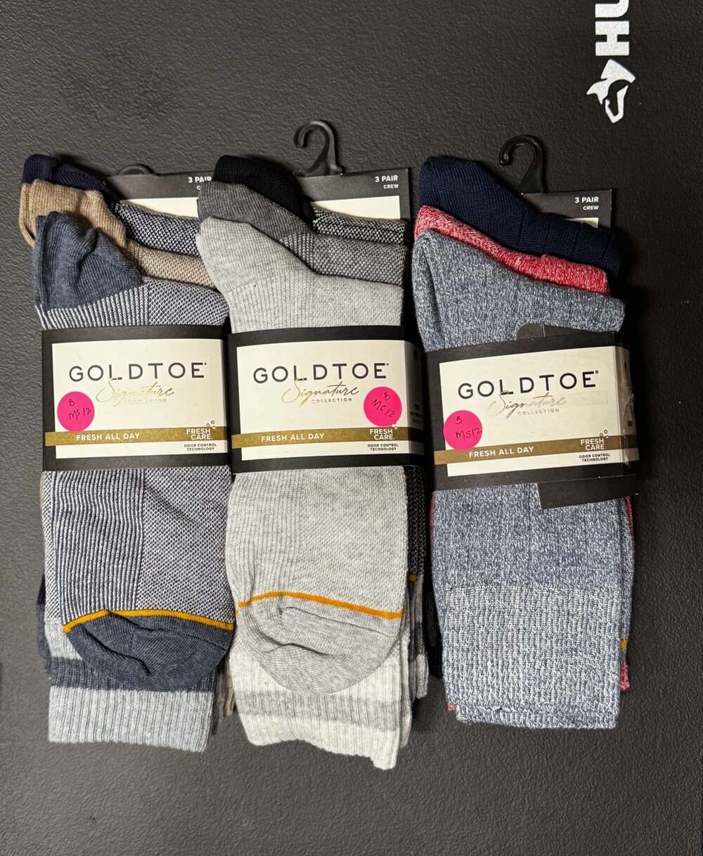 9-pair bundle MS12 GOLDTOE Signature Collection Men’s Crew Socks, 3 Packs